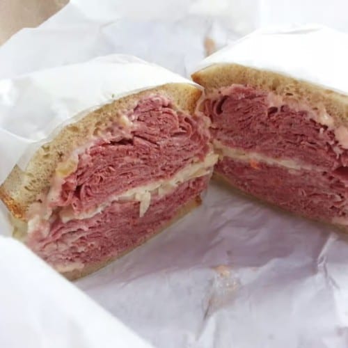 Hot Corned Beef Sandwich.