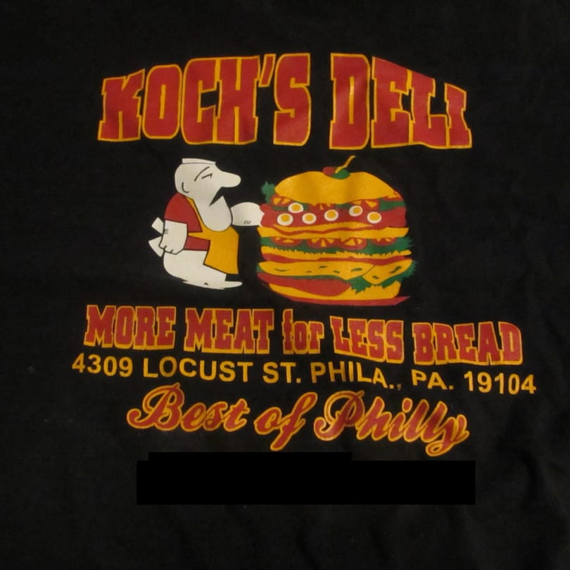 Koch's Deli logo with a chef next to a giant sandwich, and text "More Meat for Less Bread".
